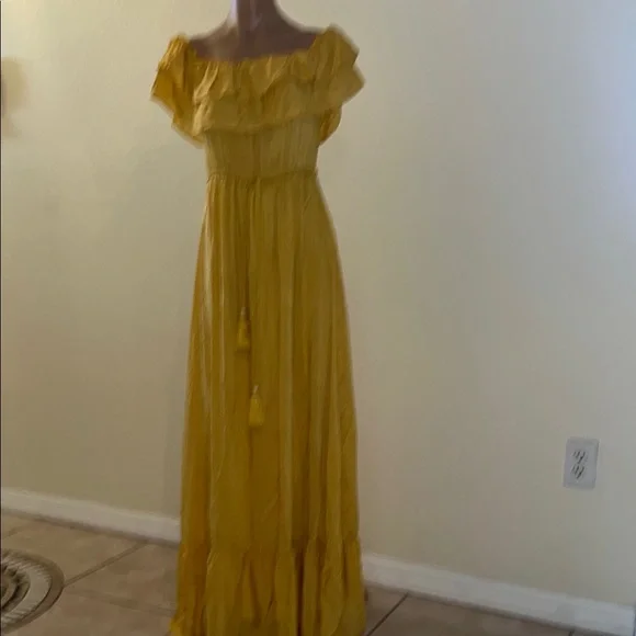 long sleeve casual fall dress Joyfolie Girls Viola Maxi Dress in Mustard, Size 6 main image 0